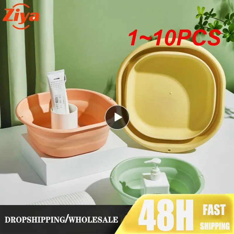 

1~10PCS Folding Basin Portable Basin Collapsible Bucket For Home Bathroom Camping Supplies Washbowl Laundry Tub Hanging Bath
