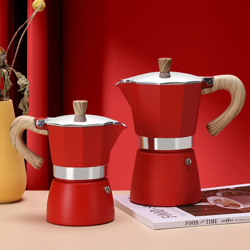 

Кофейник мокко, итальянская восьмиугольная кофеварка с одним клапаном для извлечения, бытовой кофейный набор, портативный капельный фильт...