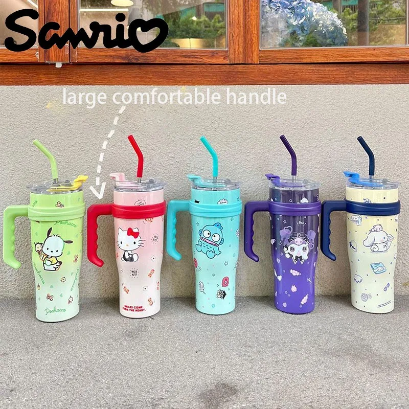 

1200 мл Sanrio, Hello Kitty Hangyodon, термос, новая кружка для воды, вакуумная фляжка из нержавеющей стали, высокая емкость, изолированная кружка