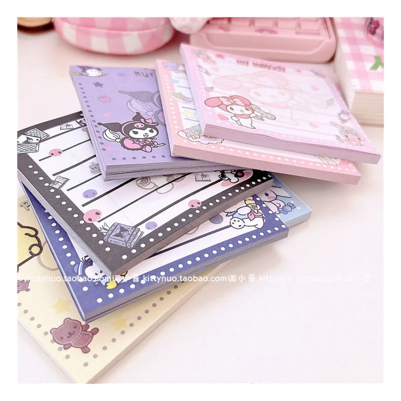 

8 см Kawaii Sanrios серия My Melody Pachacco Kuromi Cinnamoroll Littletwinstars градиентные горизонтальные сообщения милый блокнот