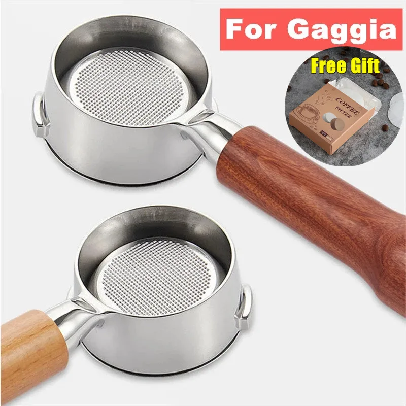 

For Gaggia Bottomless Portafilter 58mm Coffee Machine Filter Portafilter Holder Wooden Handle for gaggia classic pro NEW BABY