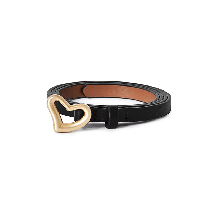 

The New Ins Style Fashion Trimmings Soft Leather Luxury Leather Belt Smooth Buckle Love Button Lady Designer Thin Belt