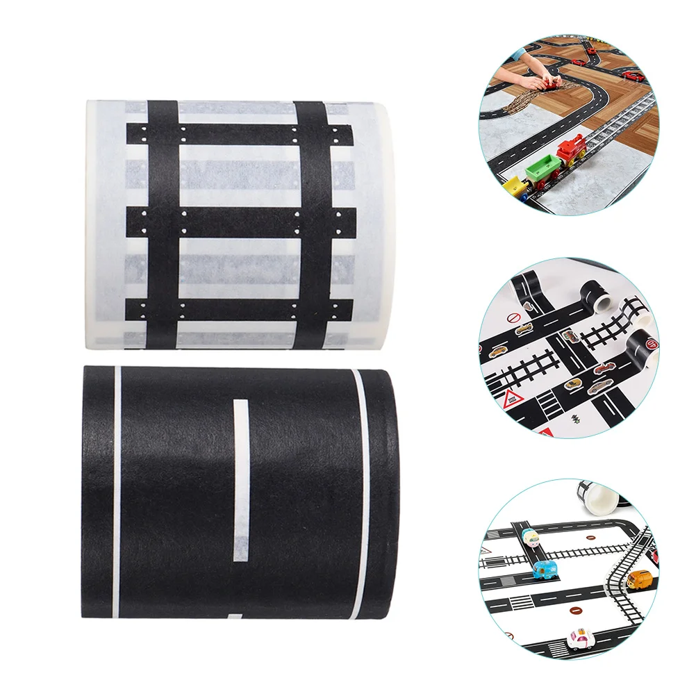 

2 Rolls Track Toy Road Tape Sticker Toy Toy Black Trim Racing Car Railway Sticker Paper Kids DIY Road Tape Child Cars