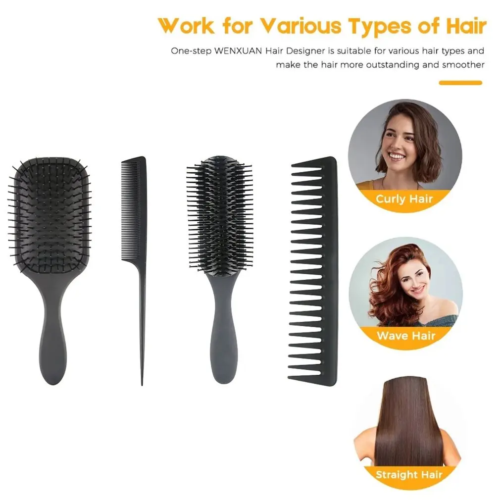 Щетка для распутывания волос с насадками и расческа отличный набор мокрых или