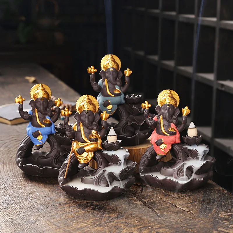

With 20Pcs Cones Purple Clay Incense Burner Buddha Hand Backflow Incense Burner Lotus Incense Burner