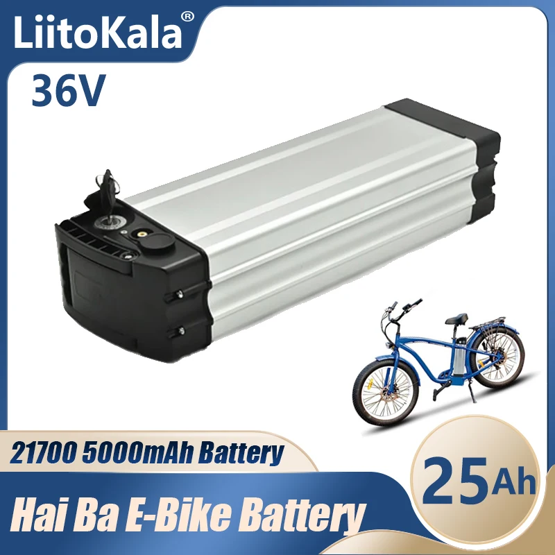 

LiitoKala 36V 25Ah 21700 5000mah 10S5P HaiBa electric bike battery with 30A BMS for 800w ebike motor scooter bicycle battery