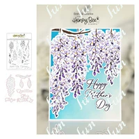 layering wisteria new metal cutting dies and clear silicone stamps set diy scrapbooking diary card coloring decor embossing mold