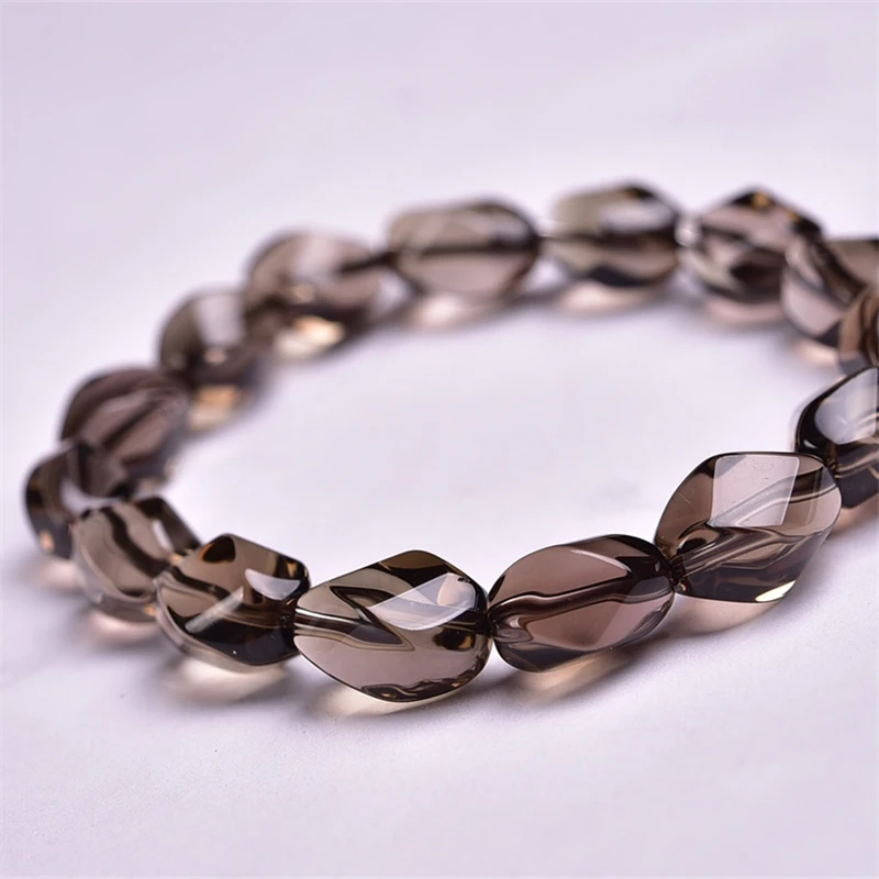 Натуральный дымчатый кварцевый браслет с бусинами