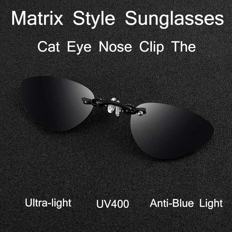 Мужские солнцезащитные очки «кошачий глаз» с зажимом для носа, Классические солнцезащитные очки в матричном стиле, светильник брендовые ди...