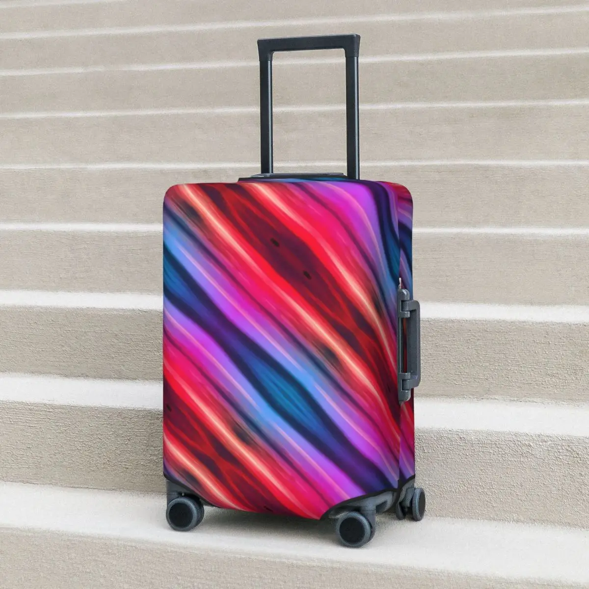 

Rainbow Sunset Suitcase Cover Flight Flow Stripes Fun Luggage Supplies Business Protection