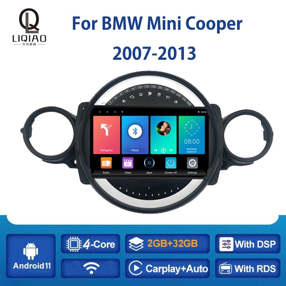 

Android 11 Car Radio For BMW Mini Cooper 2007-2013 Multimidia Video Player Navigation GPS Carplay Bluetooth DVD FM WIFI 4G TMPS