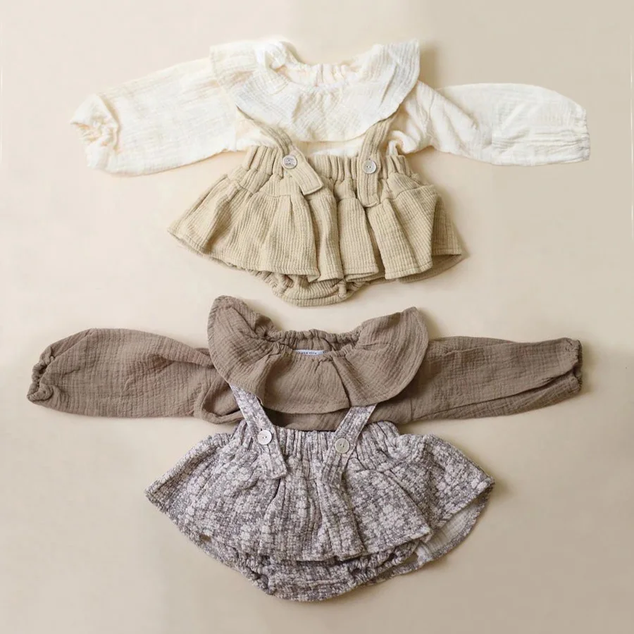 

Infant Baby Girl Clothes Sets Summer Bubble Puffy Blouse + Rompers Suit for 0-2T Baby Cotton Cute Baby Girl Clothing