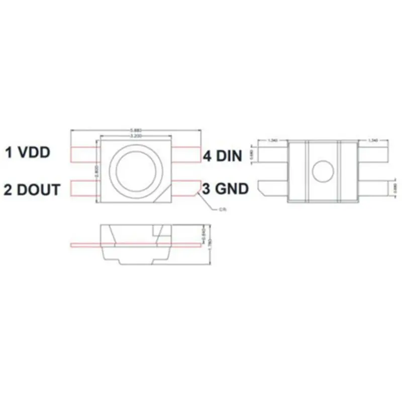 Фото ABWZ-400PCS SK6812 MINI-E RGB (аналог WS2812B) SK6812 3228 SMD светодиодный чип с пикселями, индивидуально адресуемые, полноцветные, DC 5V №4