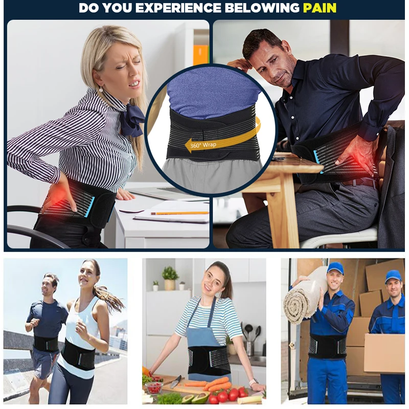 Back Braces for Lower Back Pain Relief with 8 Steel Bones Breathable Back Support Belt for Men Women Anti-skid lumbar Shaper