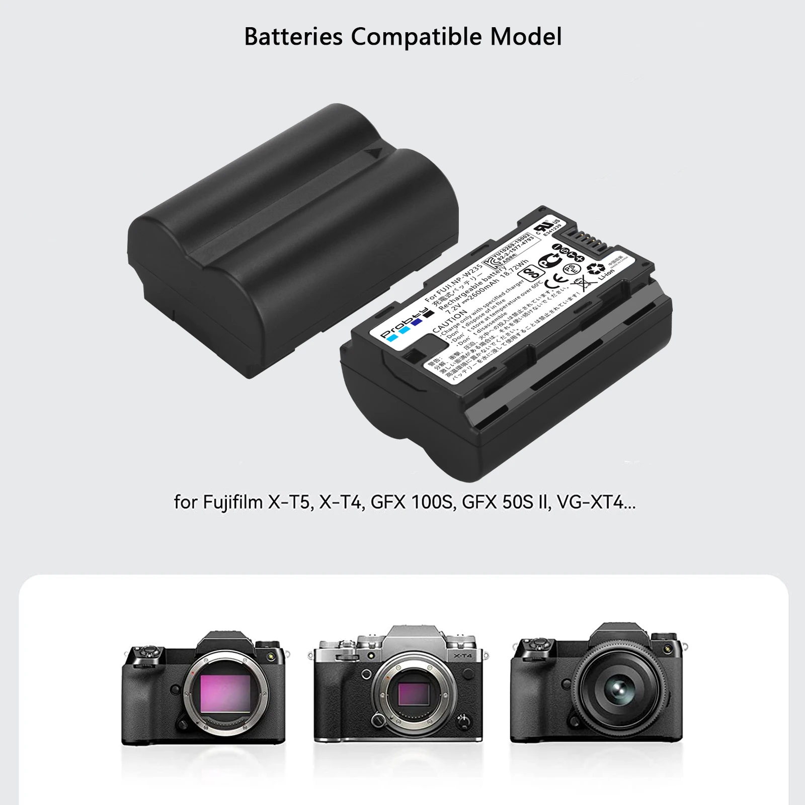 Аккумулятор NP-W235 для камеры Fujifilm X-T5 X-T4 GFX 100S X-H2S 50S II VG-XT4 X-S20
