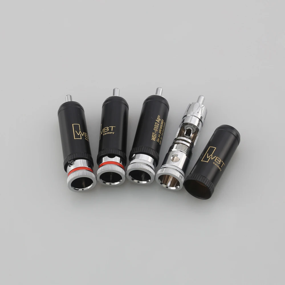 4pcs HIFI 0102AG Rhodium Plated rca plug for audio signal cable rca connector audio terminal RCA head