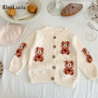 rinilucia 2022 autumn toddler boys knit sweater baby boys cartoon cardigans outwear children clothes kids girls knitwear jacket