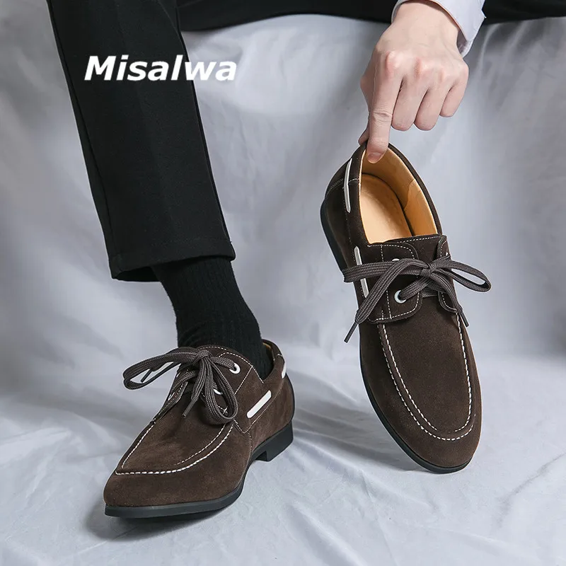 

Misalwa Dropshipping Men Flats Semi-formal Gentleman Dress Shoes Italian Office Mens Penny Loafers Light Fashion plus size
