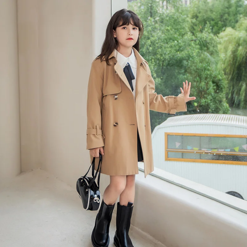 Пальто для девочек ветрозащитная куртка хлопковая верхняя одежда весна-осень 2023