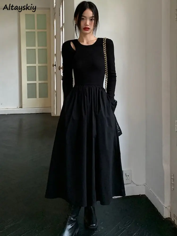 

Midi Dresses Women Hollow Out Street Creativity Slim Empire Sexy Party Fashion Tender Korean Style Vintage Ladies Vestido Spring