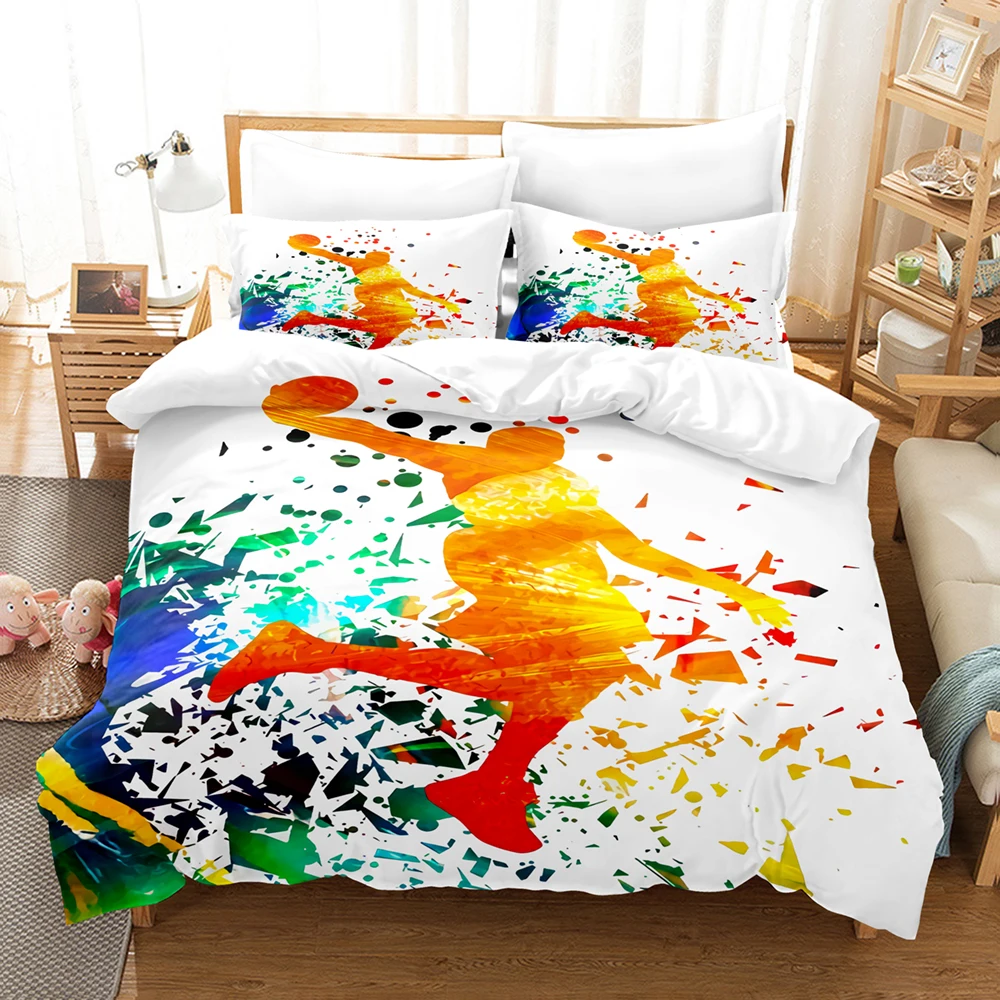 

New Basketball Bedding Set Single Twin Full Queen King Size Sports Dunk Shot Bed Set Children Kid Kawaii Duvetcover Sets 020