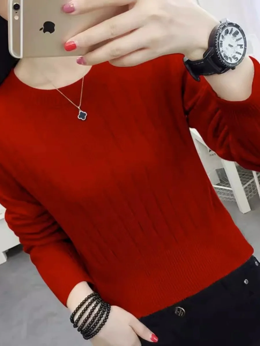 Вязаный облегающий свитер с длинными рукавами для похудения осень и зима новая