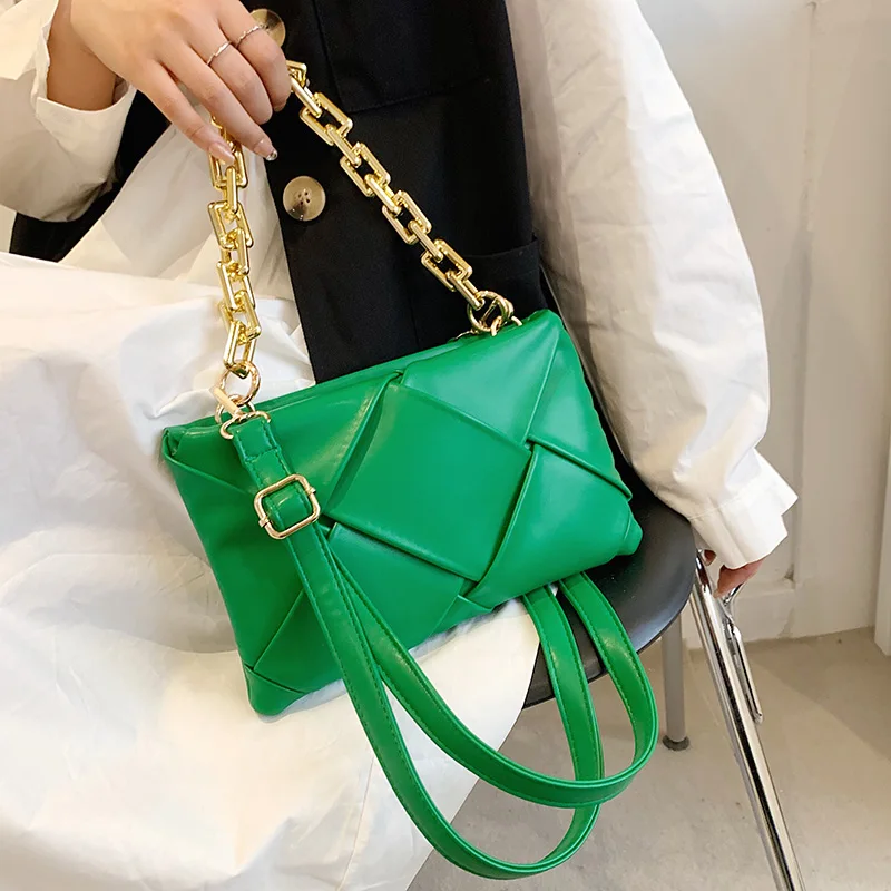 

Splicing PU Leather Crossbody Sling Bags for Women 2023 Hit Summer Fashion Chain Shoulder Side Bag Lady Envelope Clutch Handbags