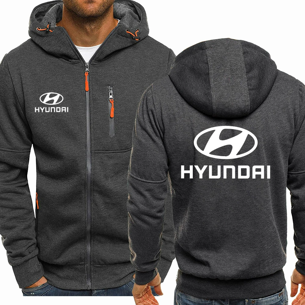 

Куртка с логотипом Hyundai, Мужская модная толстовка с капюшоном, длинным рукавом, на молнии, в стиле хип-хоп, Харадзюку, повседневная с капюшоно...