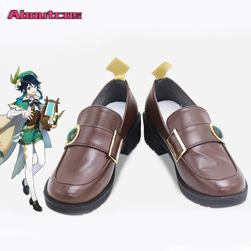 

Aboutcos Custom Made 35-50 Game Genshin Impact Wendy Cosplay Shoes Brown Shoes Japanese Wendy Women Cosplay