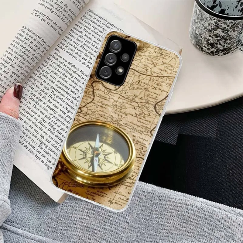 Чехол для телефона с компасом и картой мира Samsung Galaxy S9 S10 Plus S10E S20FE A71 A51 A21S