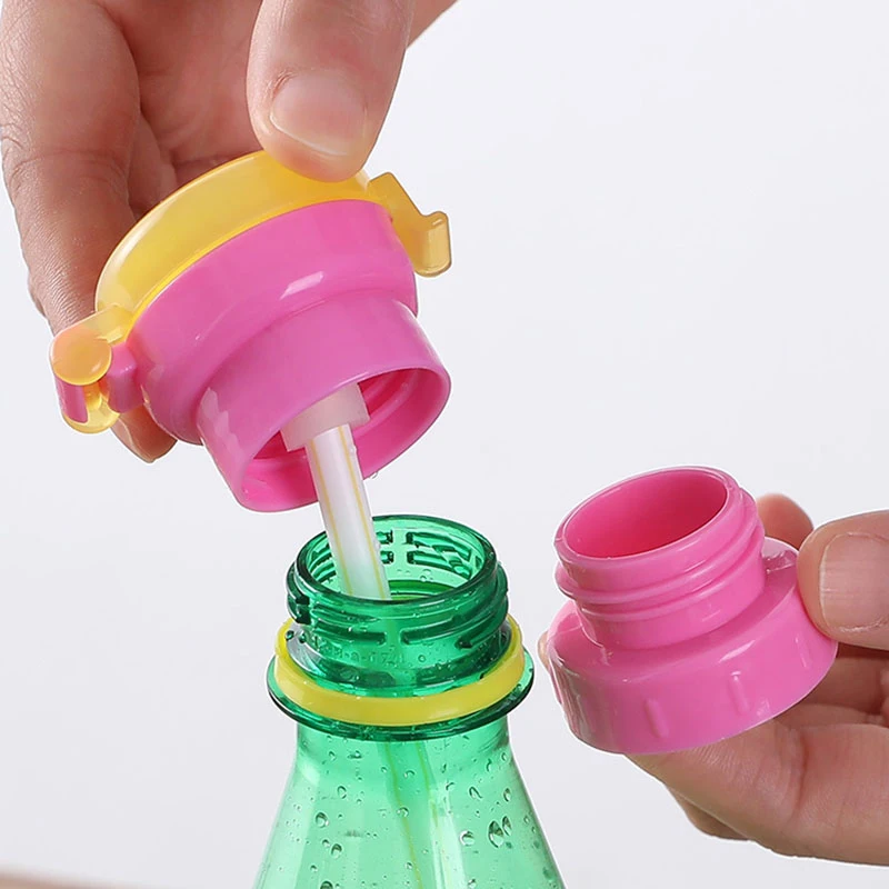 Children's Anti-spill Straw Bottle Cap Japanese Style Juice Soda Bottle Twist Sap Safe Material for Easy Feeding for Children