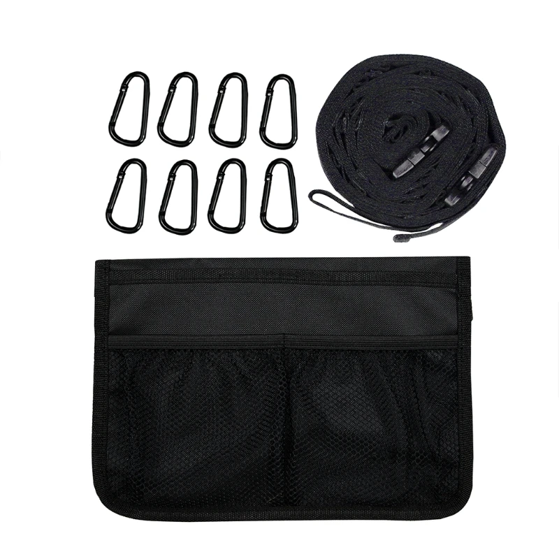 

6.5m Outdoor Camping Lanyard Hanger Campsite Storage Strap with 8 Hooks Extension Belt Hanging Rope Tent Clotheline Strap for