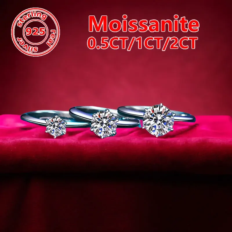 Moissanite 0.5ct/1CT/2CT D/VVS GRA сертификат 925 пробы посеребренный белый золотой вечность