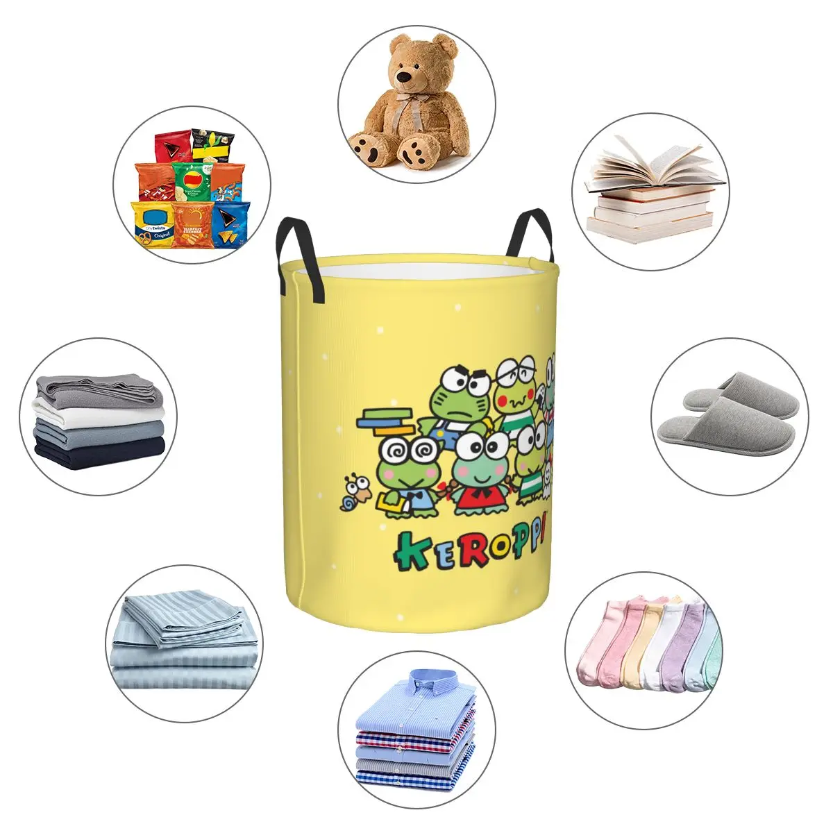 Симпатичная мультяшная корзина для белья Keroppi на заказ складная с большими