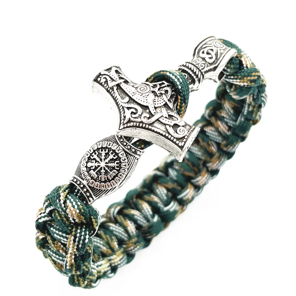 Валькнут Троица Вегвизир Мультиколор Паракорд Северные викингские украшения Руны Бусины Молот Тора Браслет Журналь Викингос