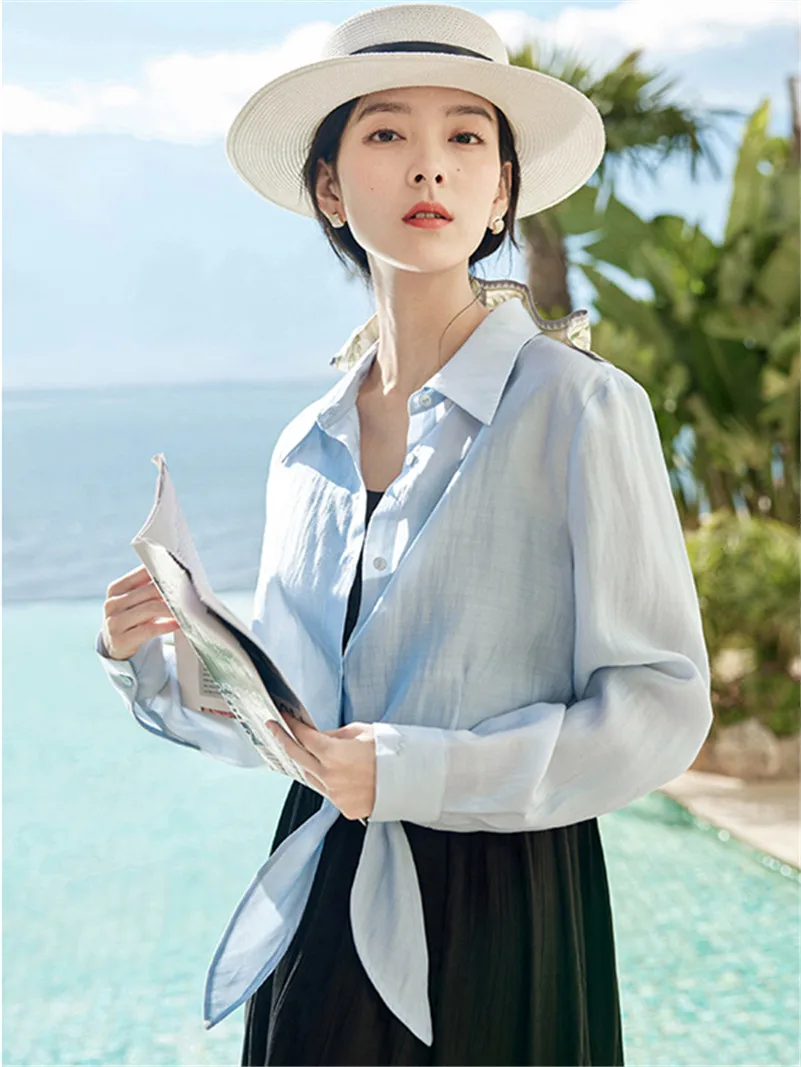 

Женский кардиган из вискозы, легкий дышащий топ на шнуровке в пляжном стиле, блузка, кардиган, весна-лето 2023