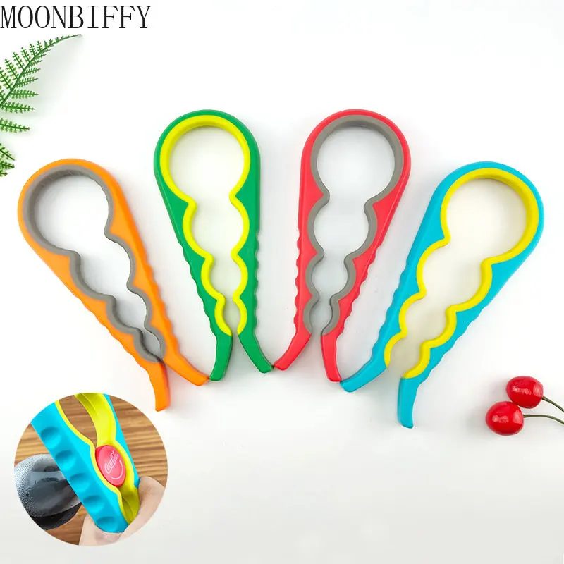 

4 In 1 Lid Jar Opener Handy Screw Cap Openers Multi Purpose Can Non-slip Bottle Lid Grip Wrench Bottle Kitchen Gadgets
