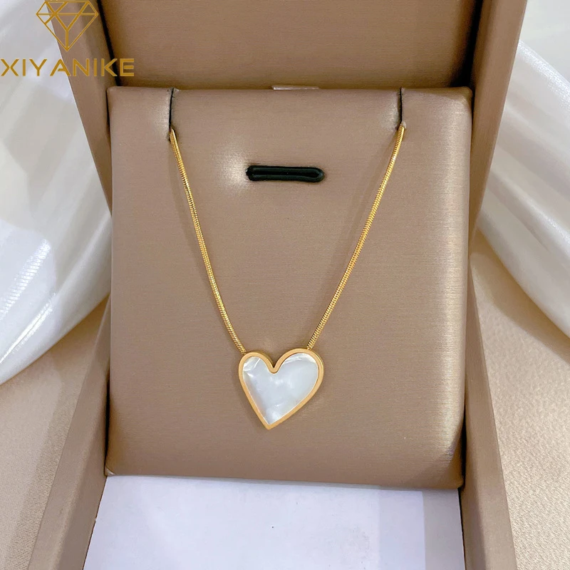 

XIYANIKE 316L Stainless Steel Necklace LOVE Heart Pendant Accessories for Women Trendy Design Anniversary Jewelry Gifts Collier