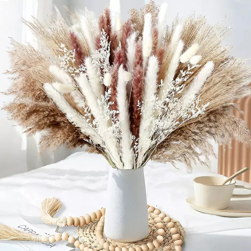 

Boho Pampas Grass 30/60/62/76/80/85/100pcs Bouquet Home Decor Floral Dried Flowers Wedding Arrangements Natural Reed Bunny Tails