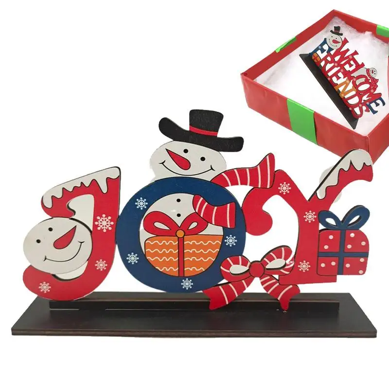 

Рождественские деревянные буквы, милый снеговик, украшение для стола с маленьким отверстием, рандомные украшения для зимних праздников, Рождества