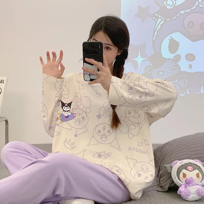 

Anime Sanrio Pajamas Cinnamoroll Accessories Cute Beauty Cartoon Kawaii Long Sleeve Sets Homewear Wearable Toys for Girls Gift