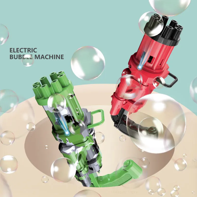 

2022 new children's electric bubble machine eight hole Gatling bubble gun light camouflage girl boy toy