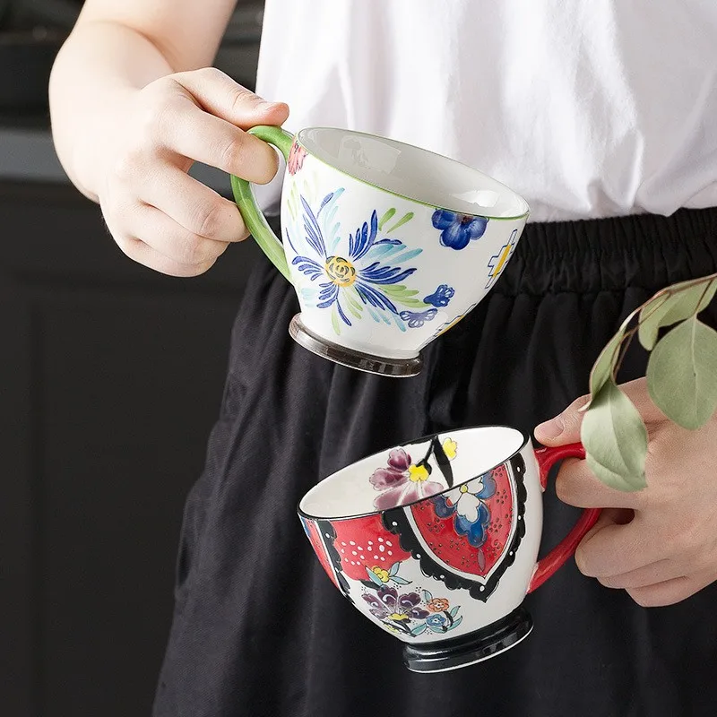 Nordic Style Creative Ceramic Mug Household Afternoon Porcelain Tea Cup Hand-painted Large Capacity Breakfast Mugs Coffee Cups | Дом и сад