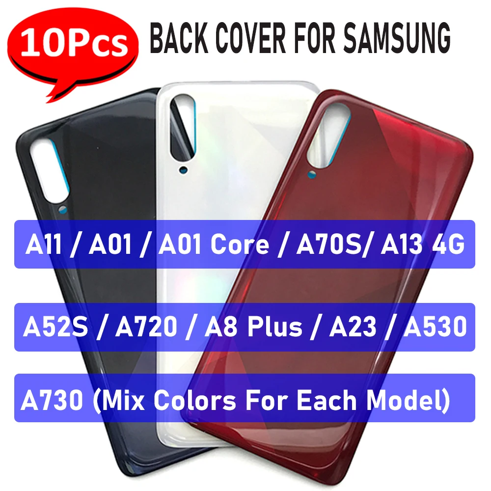 10 шт., задняя крышка батарейного отсека с логотипом для Samsung A750 A01 Core A11 A70S A13 4G A52S A720 A8 Plus A23 A530 A730
