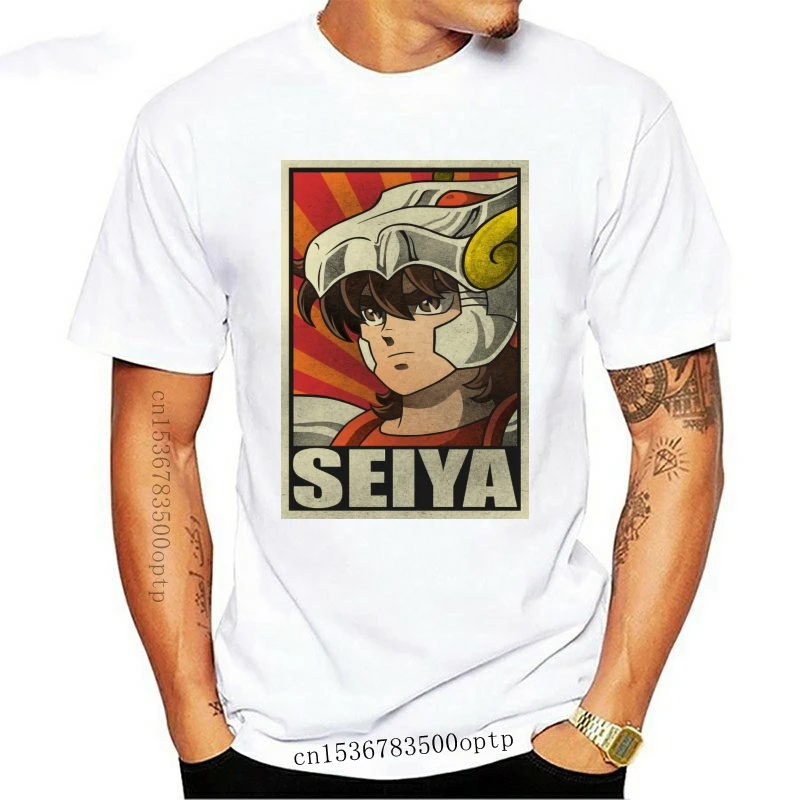 

Новое поступление, модная мультяшная Мужская футболка с изображением аниме Saint Seiya Ikki Hyoga Shiryu Shun, уличная одежда, крутая Мужская футболка