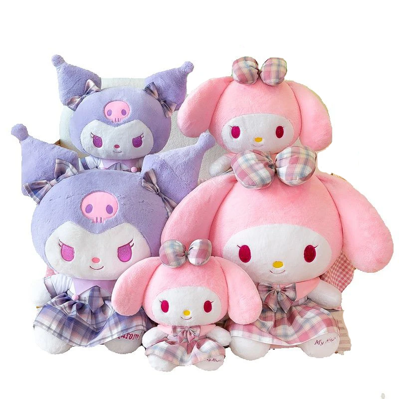 

50 см Sanrio розовая мелодия Kuromi в искусственных деталях Мягкая Плюшевая Кукла мультяшная милая плюшевая подушка для подарка любимой девушке на день рождения