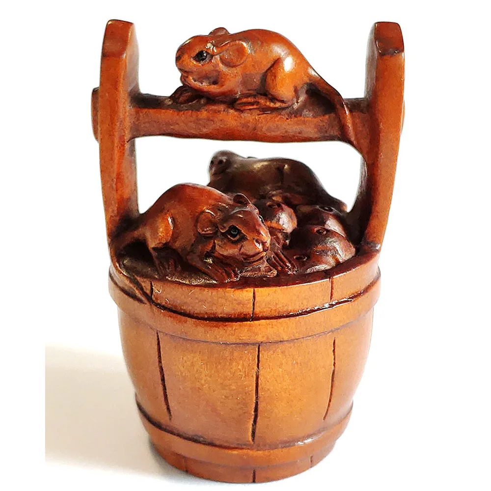 

Y8208 - 2 "Статуэтка Netsuke из бокса ручной резки: 3 мыши на бочке