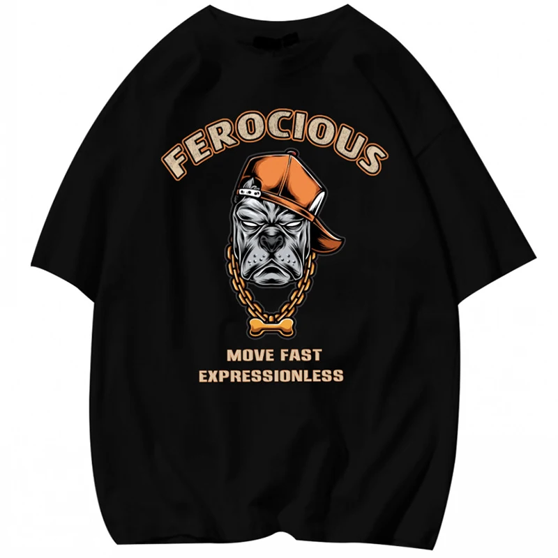 

Men Tops Black Dog Printed T-Shirt Men's Streetwear T Shirt Casual Short Sleeve Tshirt Top Fashion Oversized Tee Shirts Man