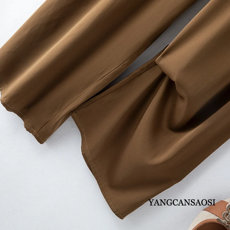 Женские модные весенние прямые брюки из 2024 натурального шелка тутового