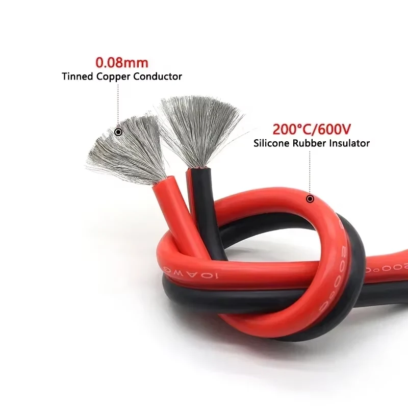 1 ~ 50 м Мягкий силиконовый кабель Красный Черный 30 26 24 22 20 18 16 14 12 10 8 AWG Автомобильная